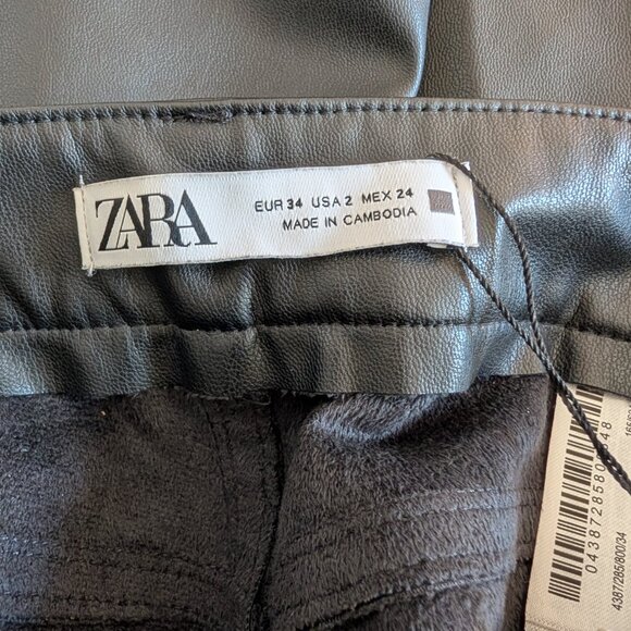 Zara NWT Faux Leather Pants High Waist Gold Hardware Size 2 - Picture 3 of 11